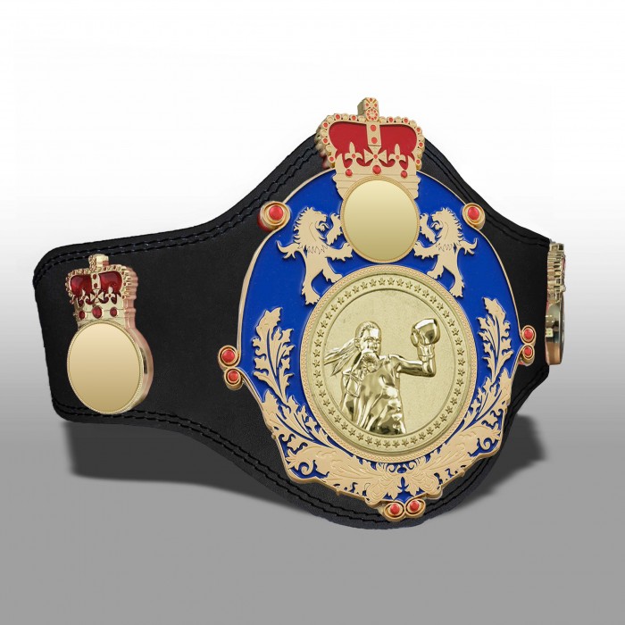 QUEENSBURY PLT LEATHER FEMALE BOXING CHAMPIONSHIP BELT - PLTQUEEN/BLUE/G/FEMBOXG - AVAILABLE IN 4 COLOURS